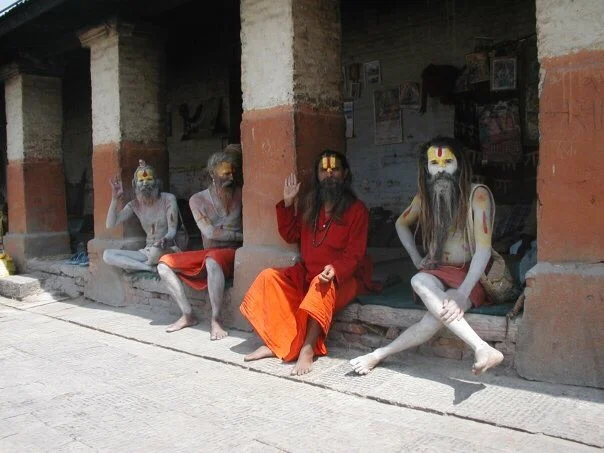 Four (rather stoned) Hindu sadhus in Kathmandu.