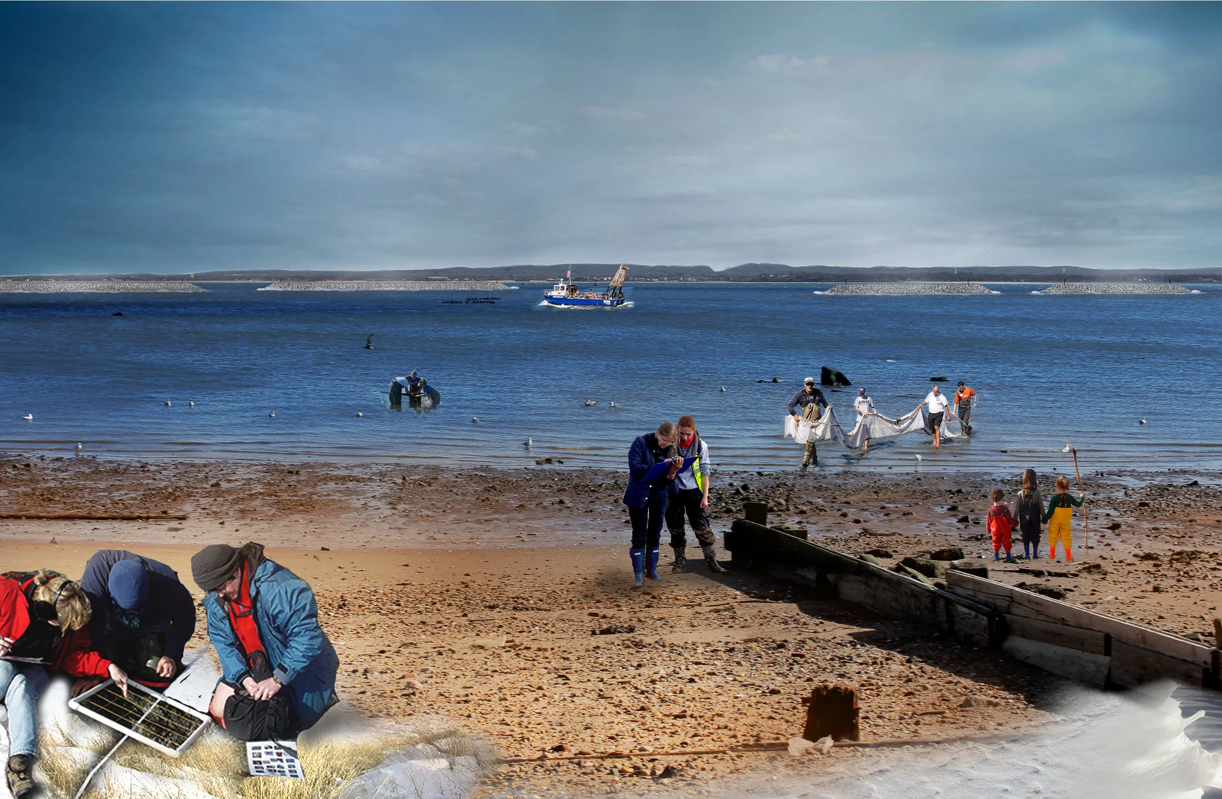 Schematic of shoreline stewardship projects envisioned for the Living Breakwaters project. Photo credit: Scape Studio.