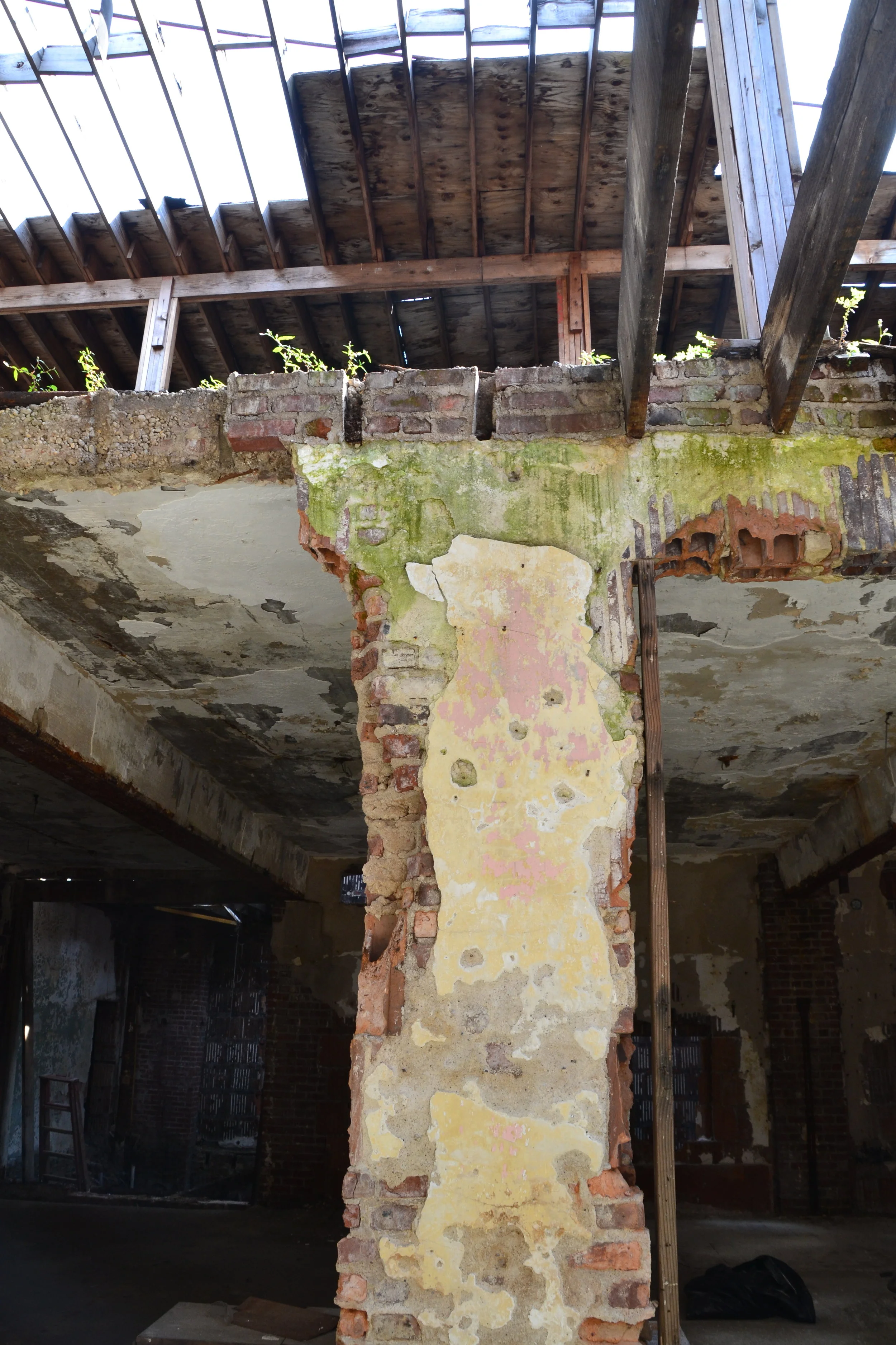   Layers of plaster evoke the Stadium's multiple entertainment uses over the decades.     