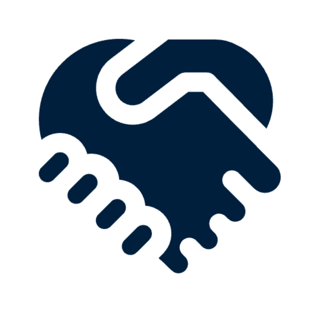 Icon of a handshake created with a gear shape, symbolizing cooperation and teamwork.
