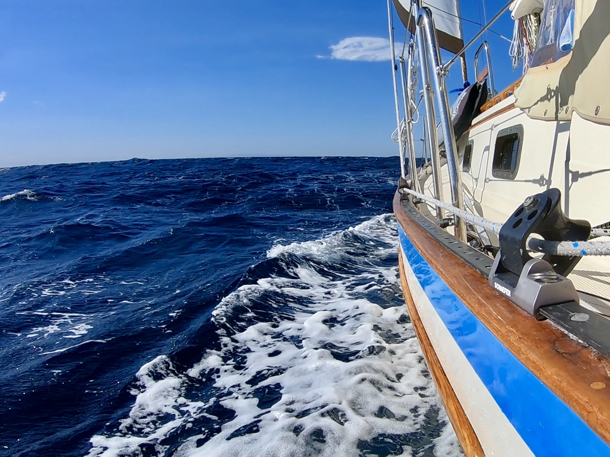 Pristine in her playground. If a boat could smile, it would look like this.