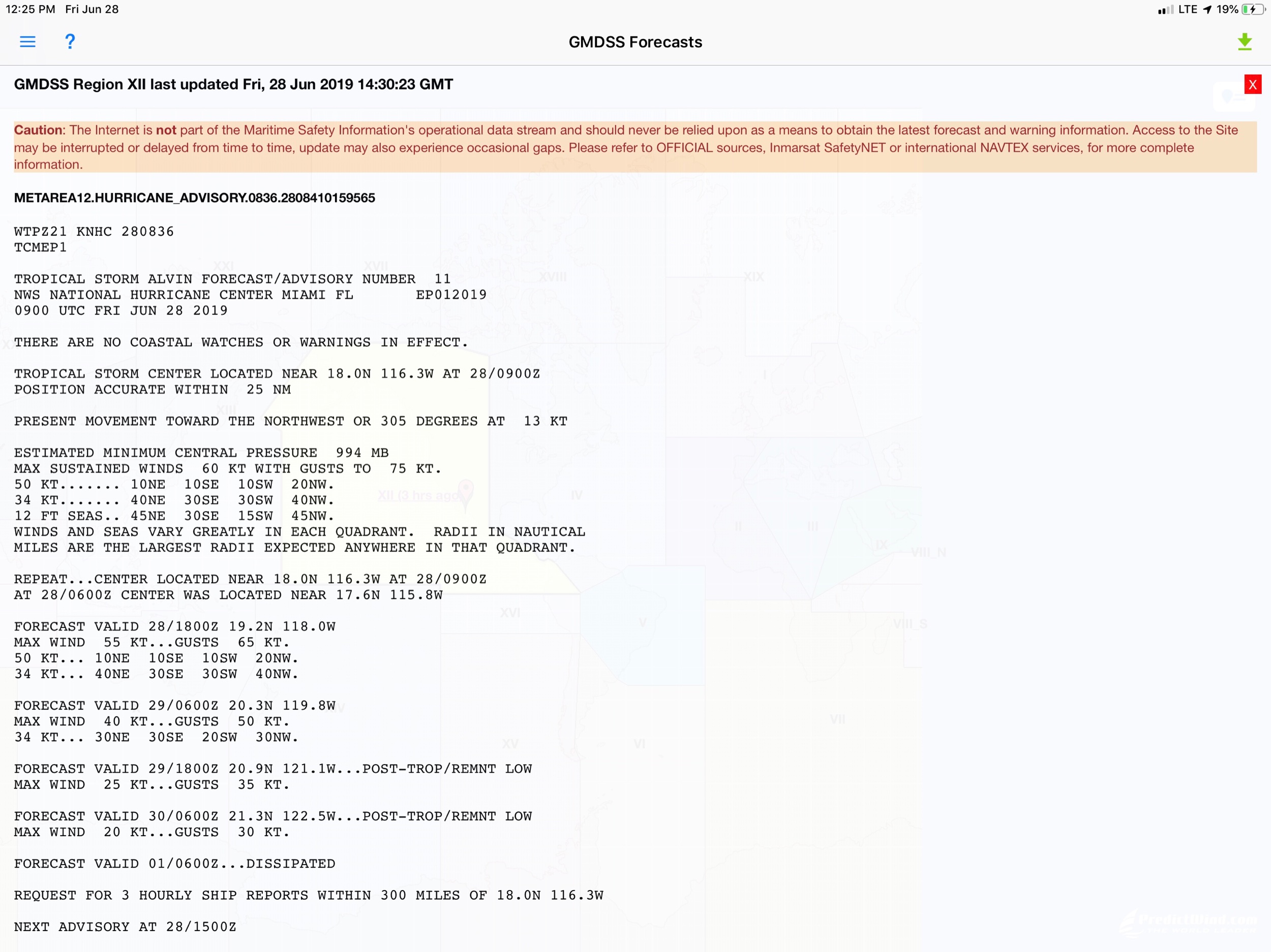 The uglier but far more reliable GMDSS weather bulletin