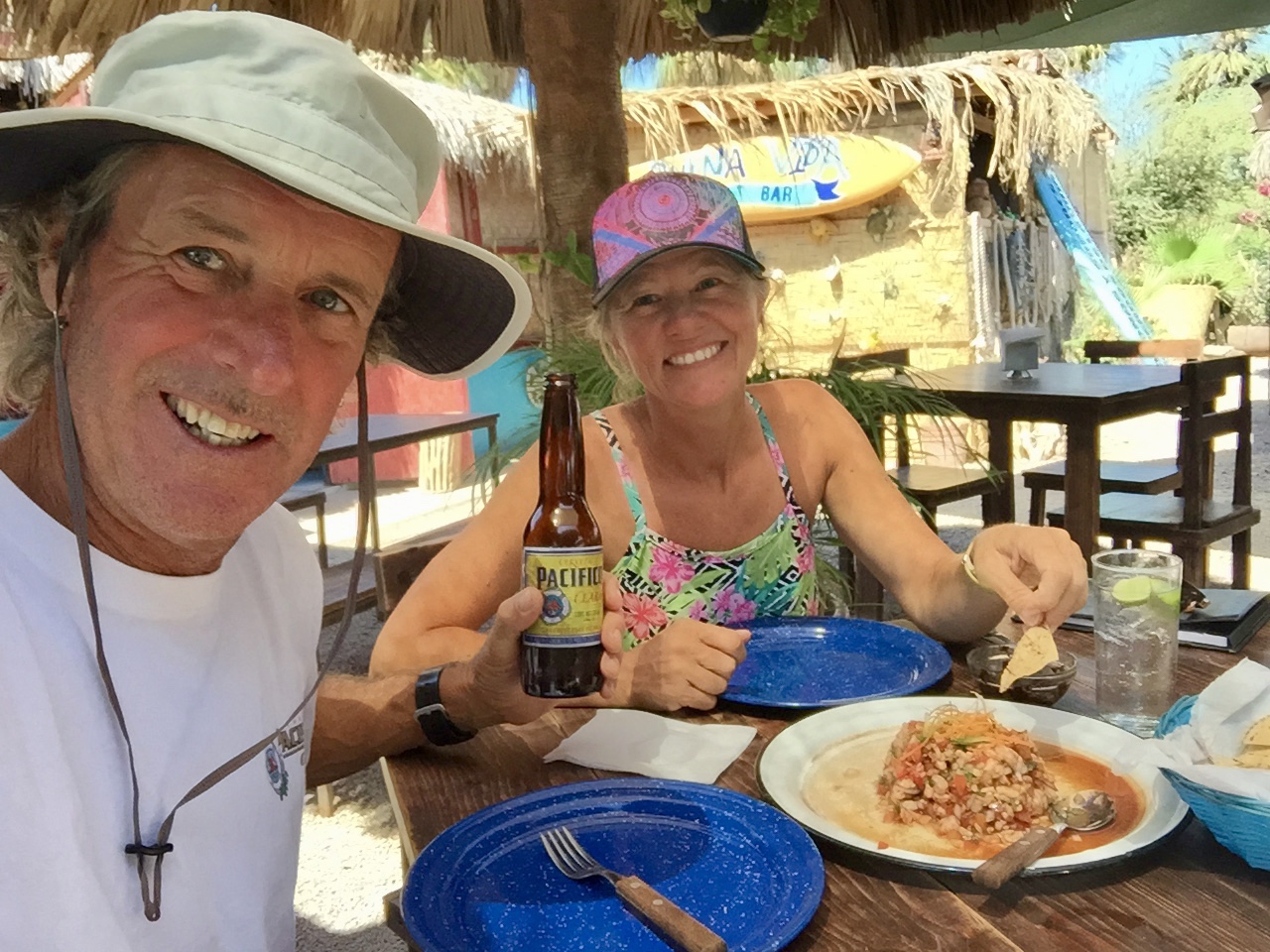 Why are we always so happy in all the restaurant selfies we post? Living a life completely without take-out, a freezer or pre-prepped meals to fall back on means a lot of time in the galley. While we love to cook, having someone else do it for us is a huge treat. Plus, bomber ceviche!