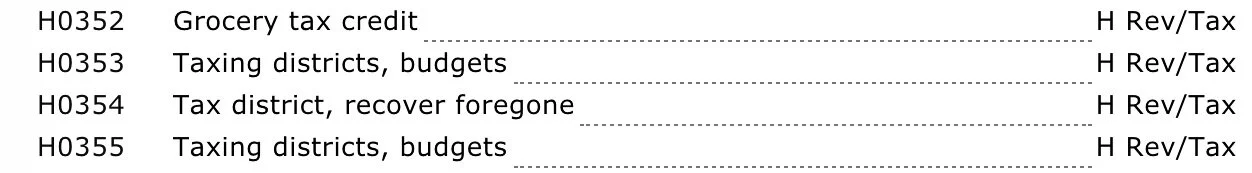 FIRST GROCERY, PROPERTY TAX BILLS BEFORE COMMITTEE 