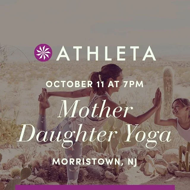 Super excited to lead a mommy-daughter class @athleta in Morristown, NJ this Thursday with @southstreetyoga - register at Athleta! Daughters get a swag bag! #mommyandme #yogamorristown #athleta #yogalove