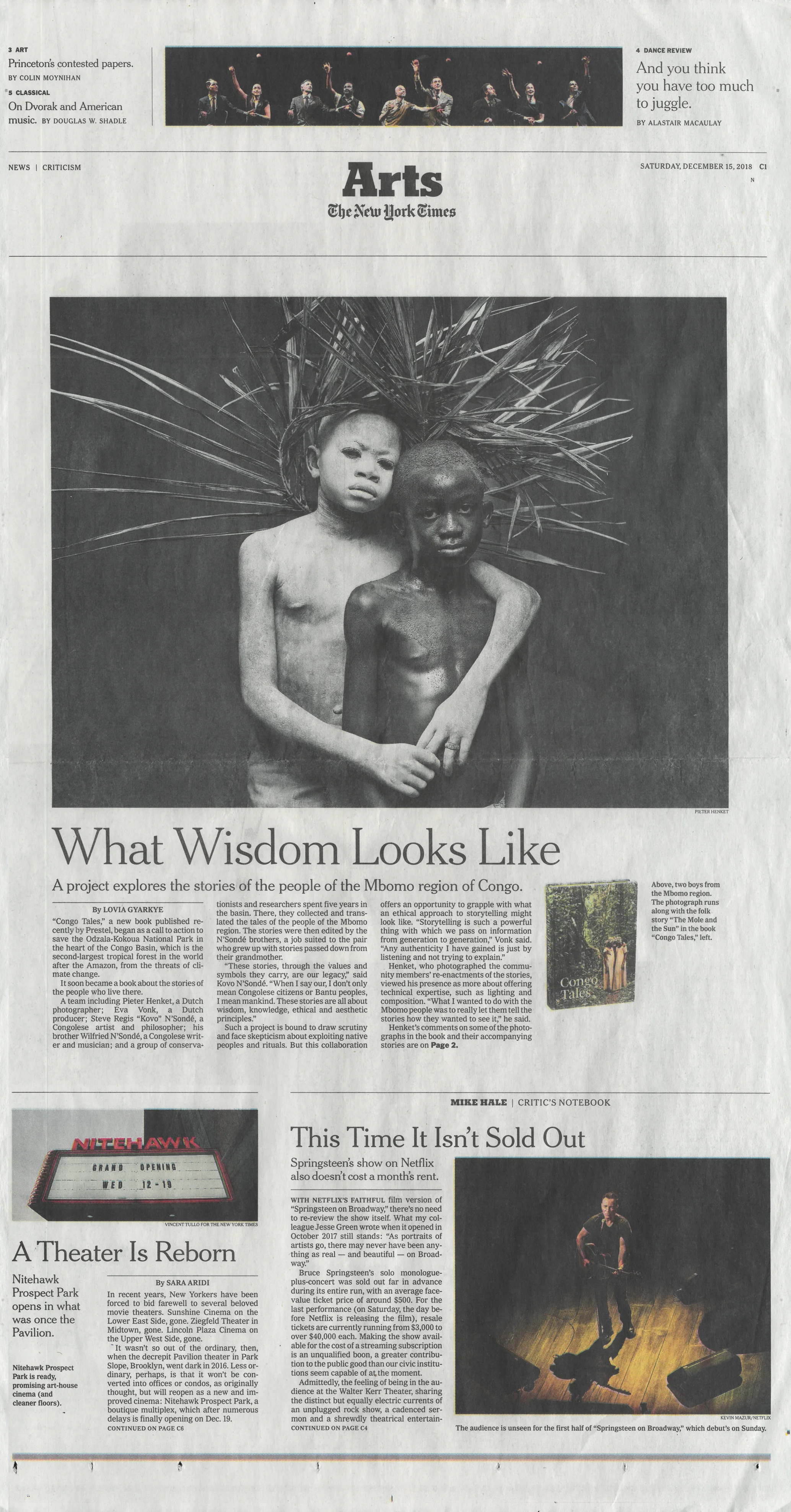 Times Arts Front Page