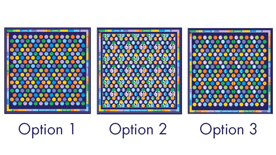 The three rough versions of the design.