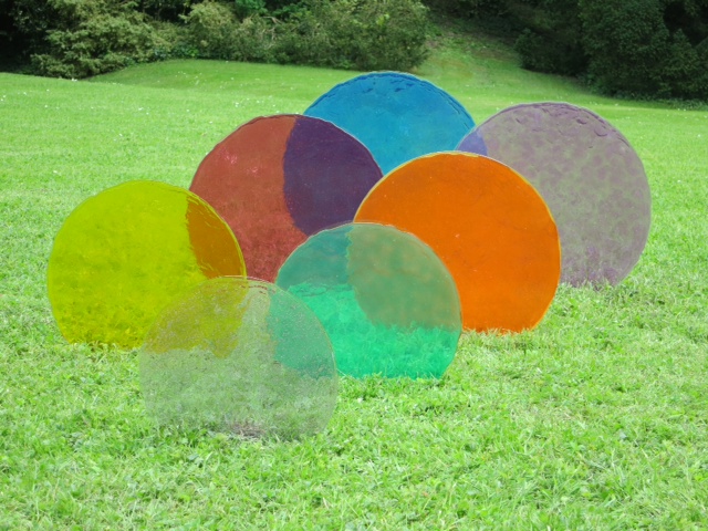  Christian Sampson,  Astral Traveling , 2013, kiln fired glass, sun rays, 7 x 7 inches, Parc du Domaine les Crayères, Reims, France from  Géométrie Variable , curated by Baron Osuna 