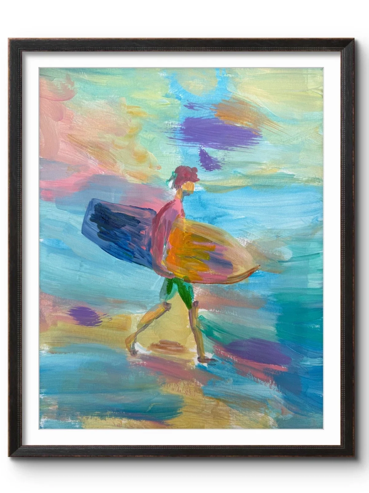 GONE SURFING 11x14 HUNTINGTON BEACH Original Art #167 PAPER Fine Art