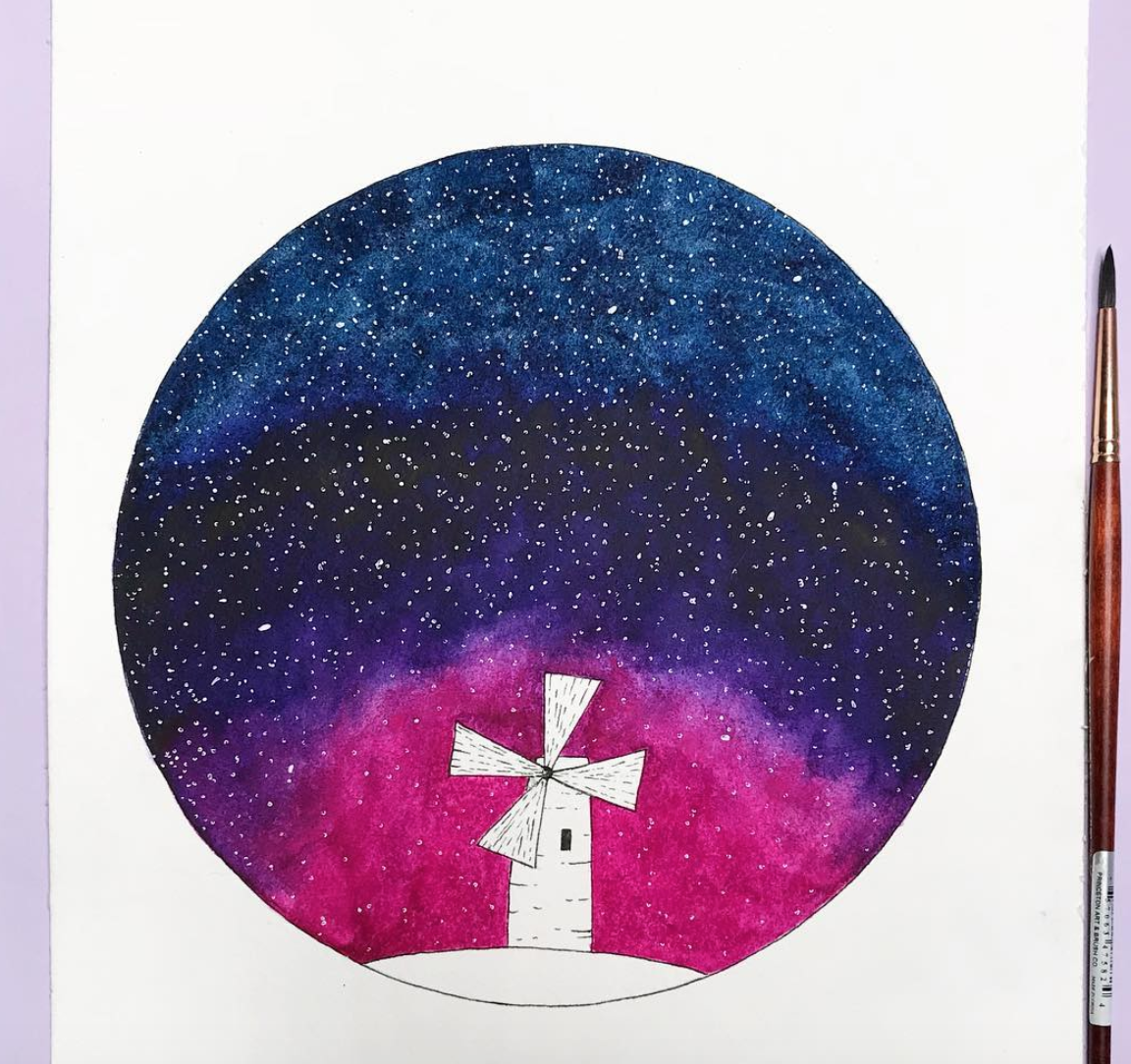 Windmill Galaxy illustration. Click here to check out my Etsy!