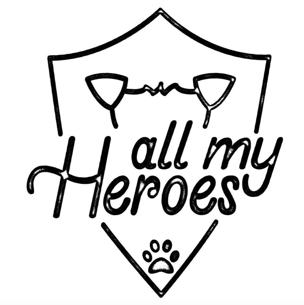 “All My Heroes” lettering with badge illustration. Click here to check out my Etsy!