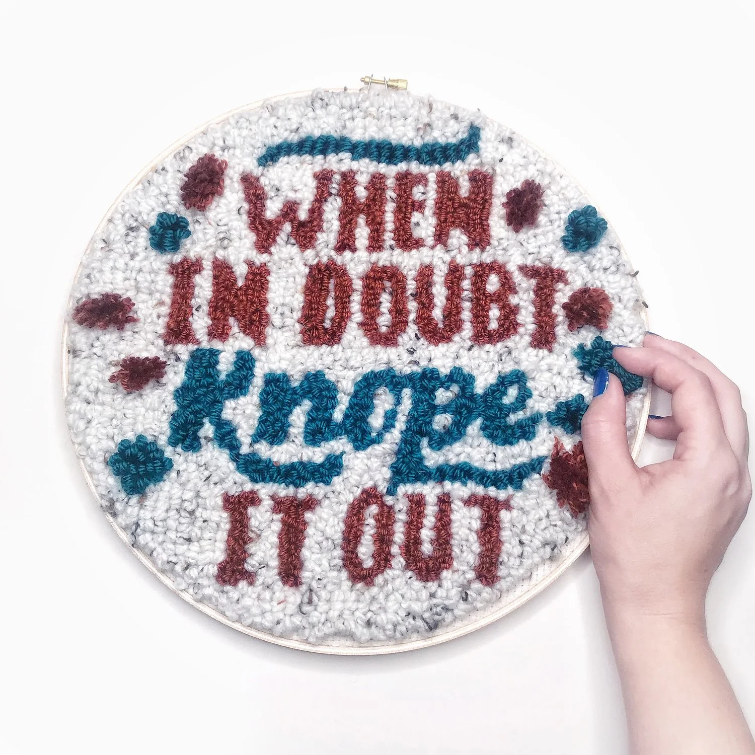 “When in doubt, Knope it out” 10 inch fuzzy round. Click here to check out my Etsy!