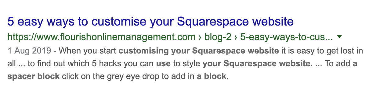 Google search result