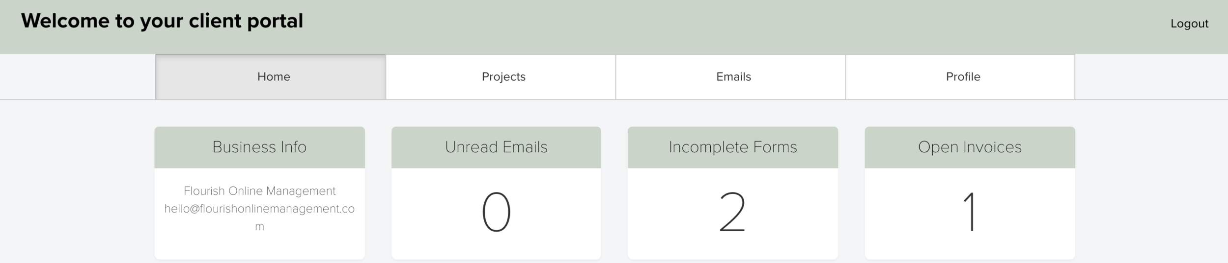 Screenshot of Dubsado Client portal by The Streamlined Creative