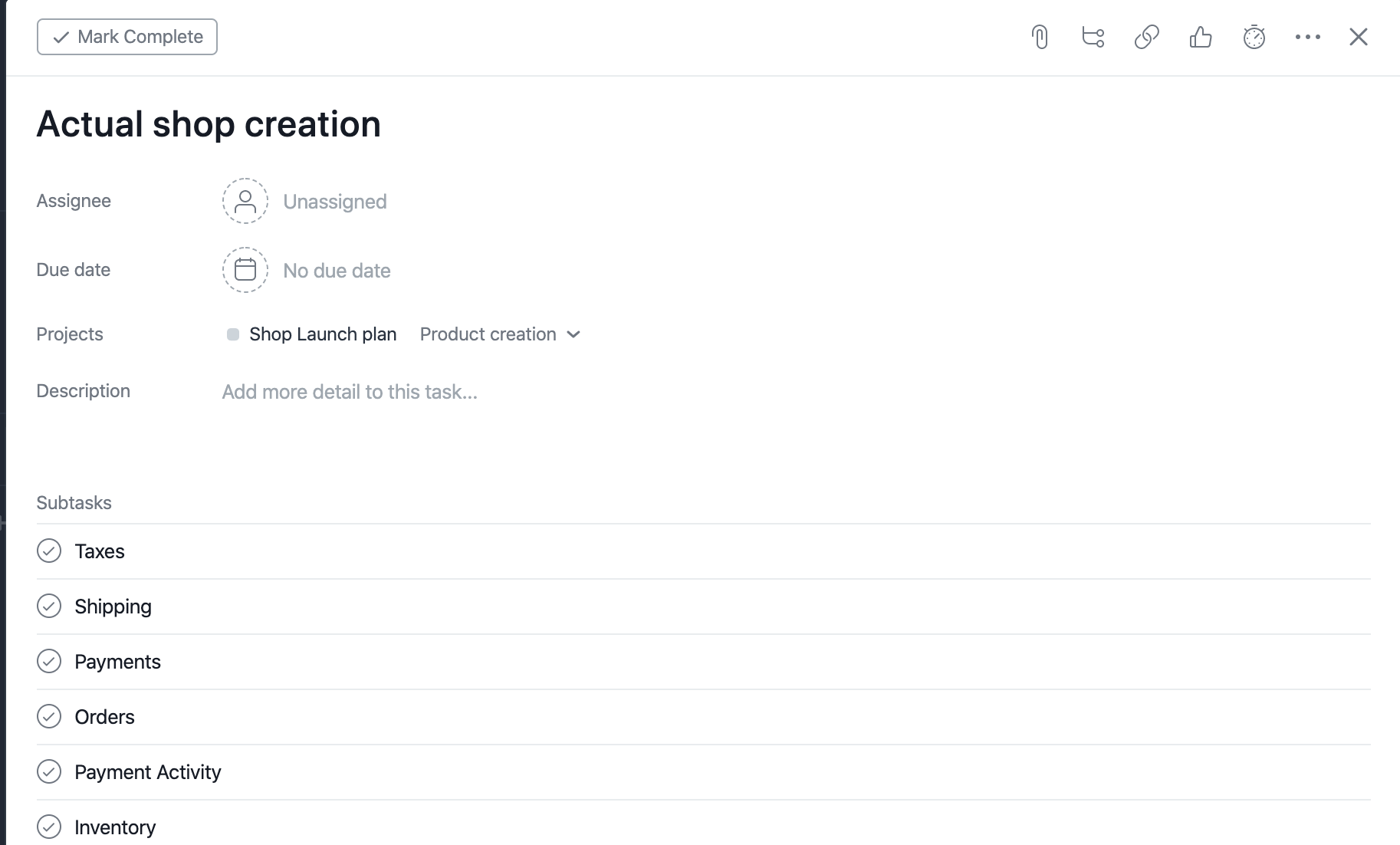 Screenshot of Asana task by Flourish Online Management