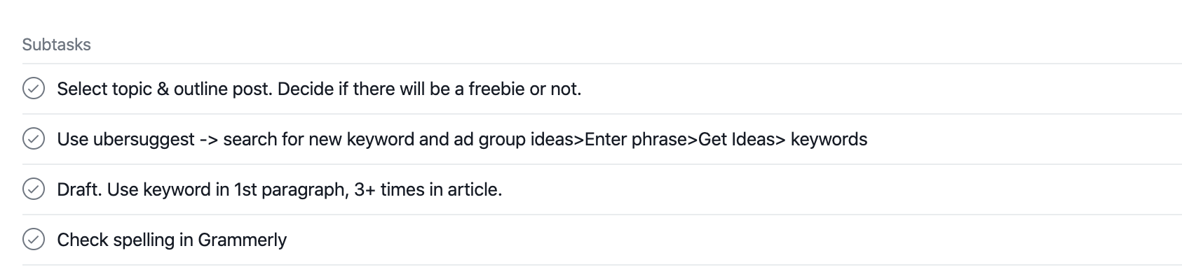 Screenshot of Asana task by Flourish Online Management