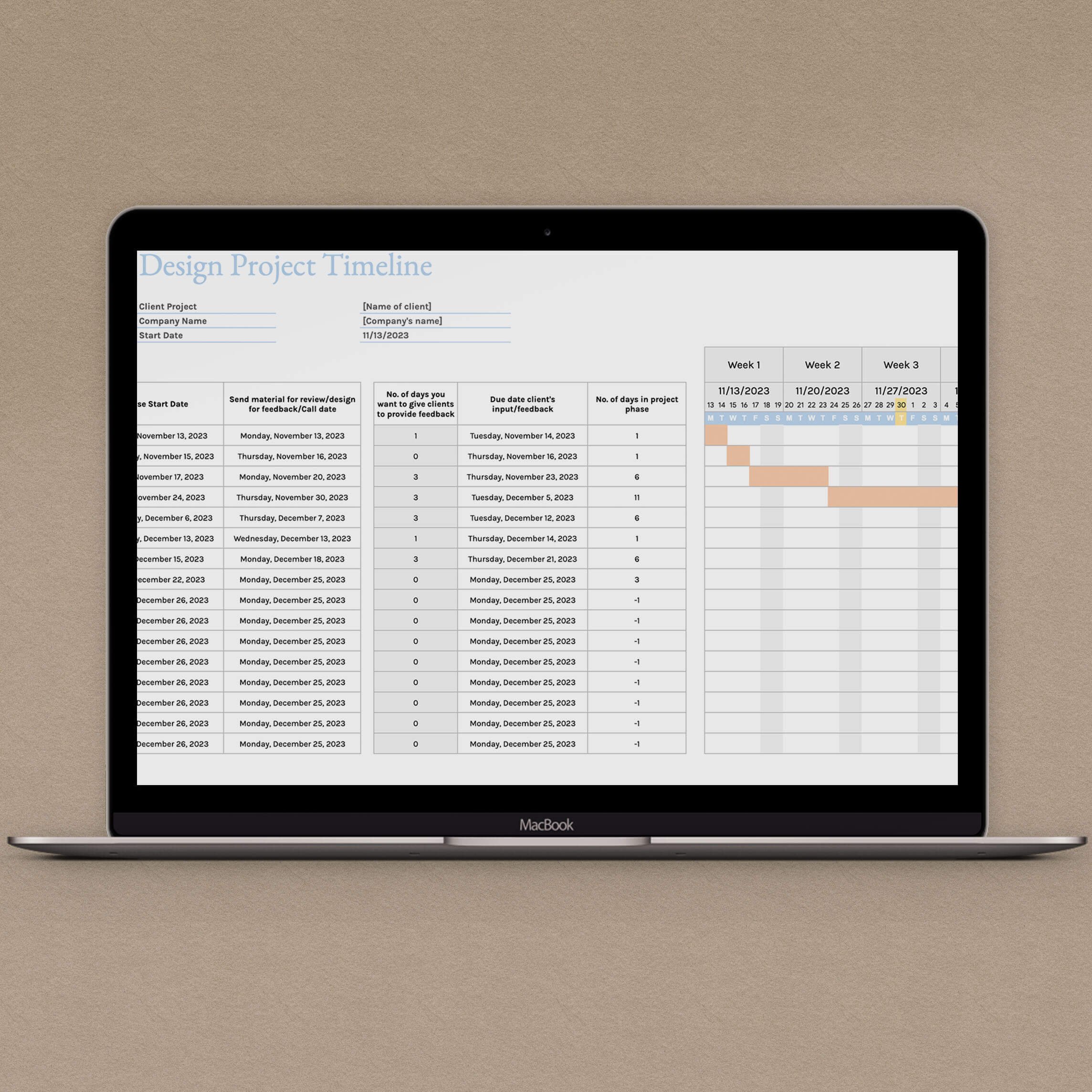 Project Timeline Creator for Designers