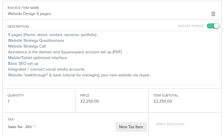 Screenshot editing a package in Dubsado by The Streamlined Creative