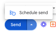 Screenshot of how to schedule emails so that you can set boundaries with your clients as a designer by Flourish Online Management