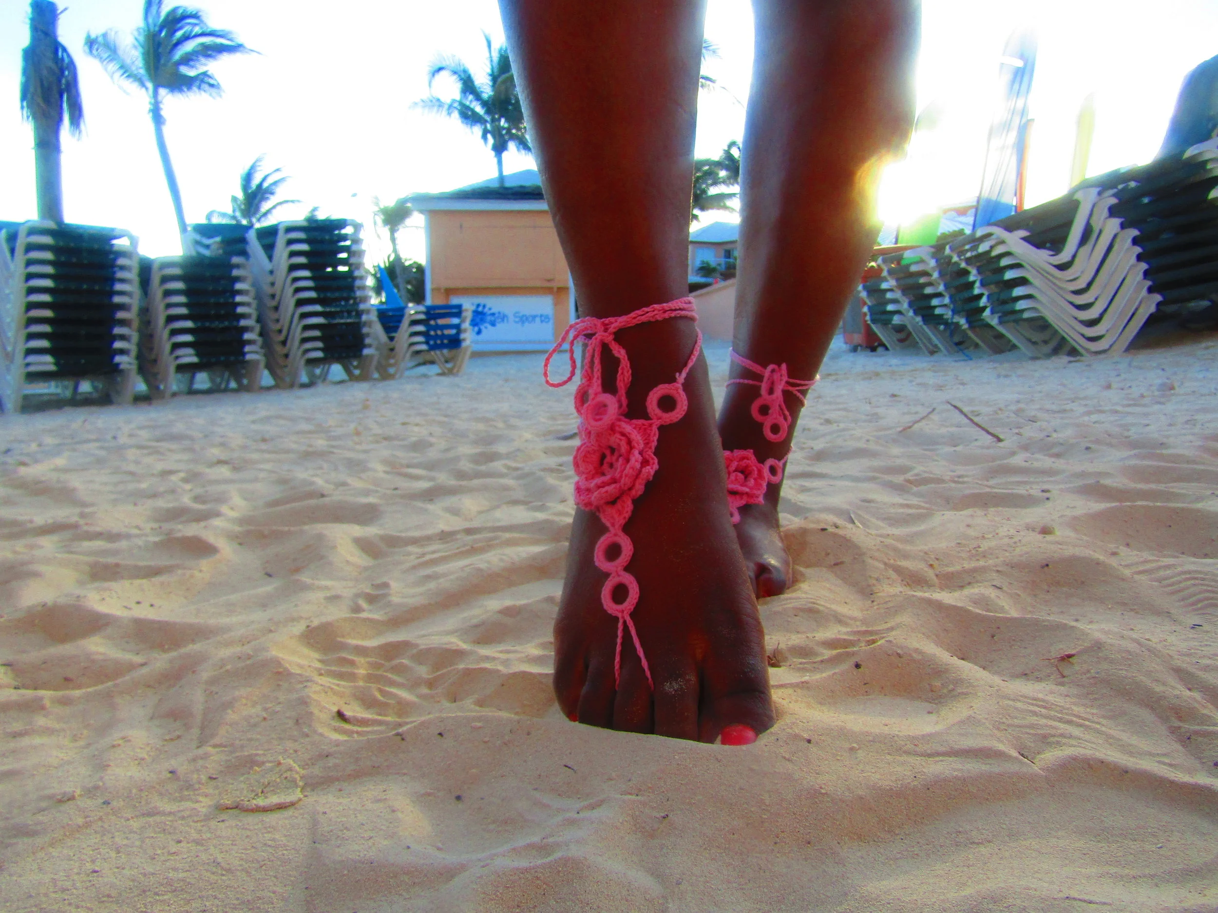 Pink Floral Beach Shoes with Rest Alive