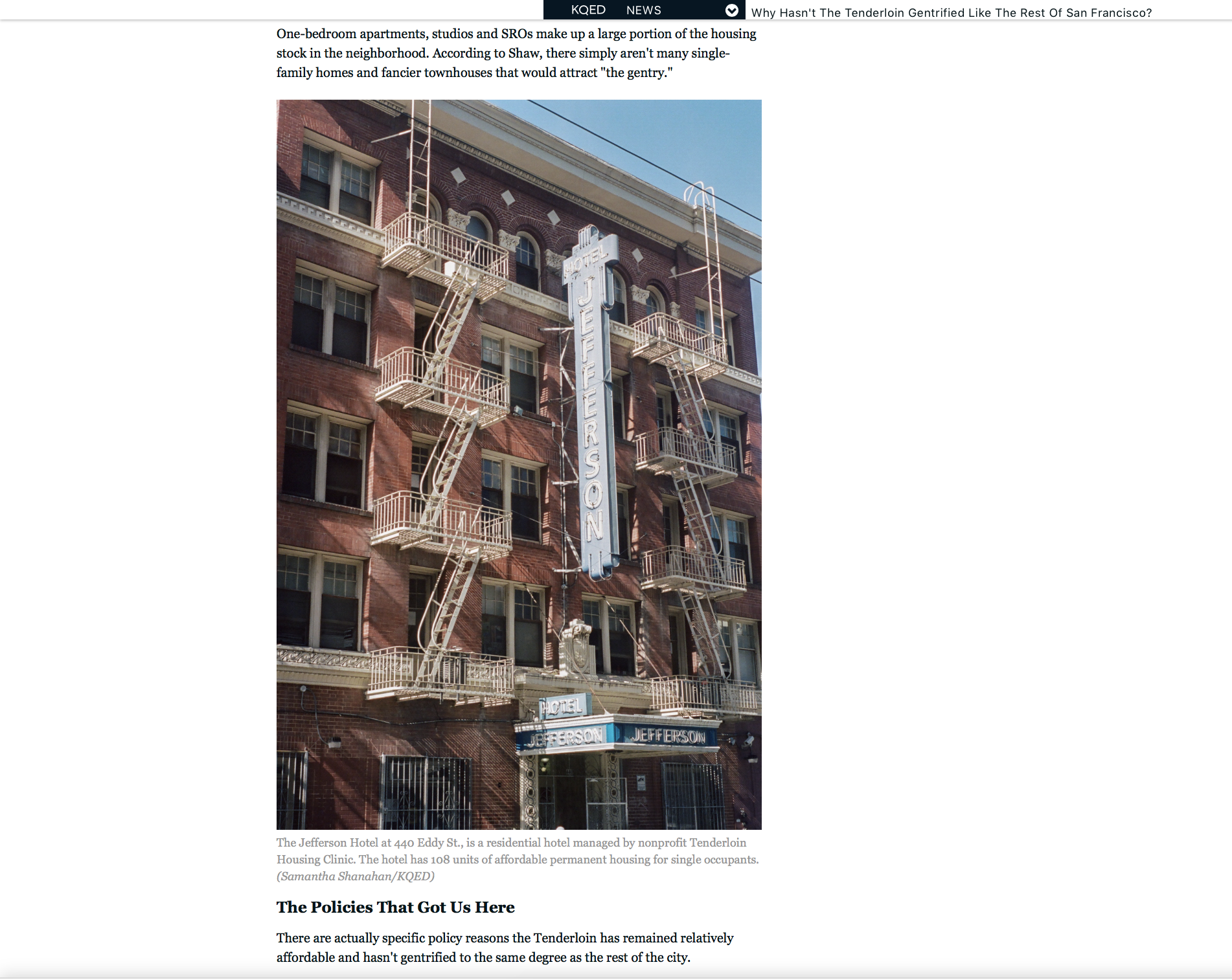 (KQED/Bay Curious) Why Hasn’t the Tenderloin Gentrified like the Rest of San Francisco?