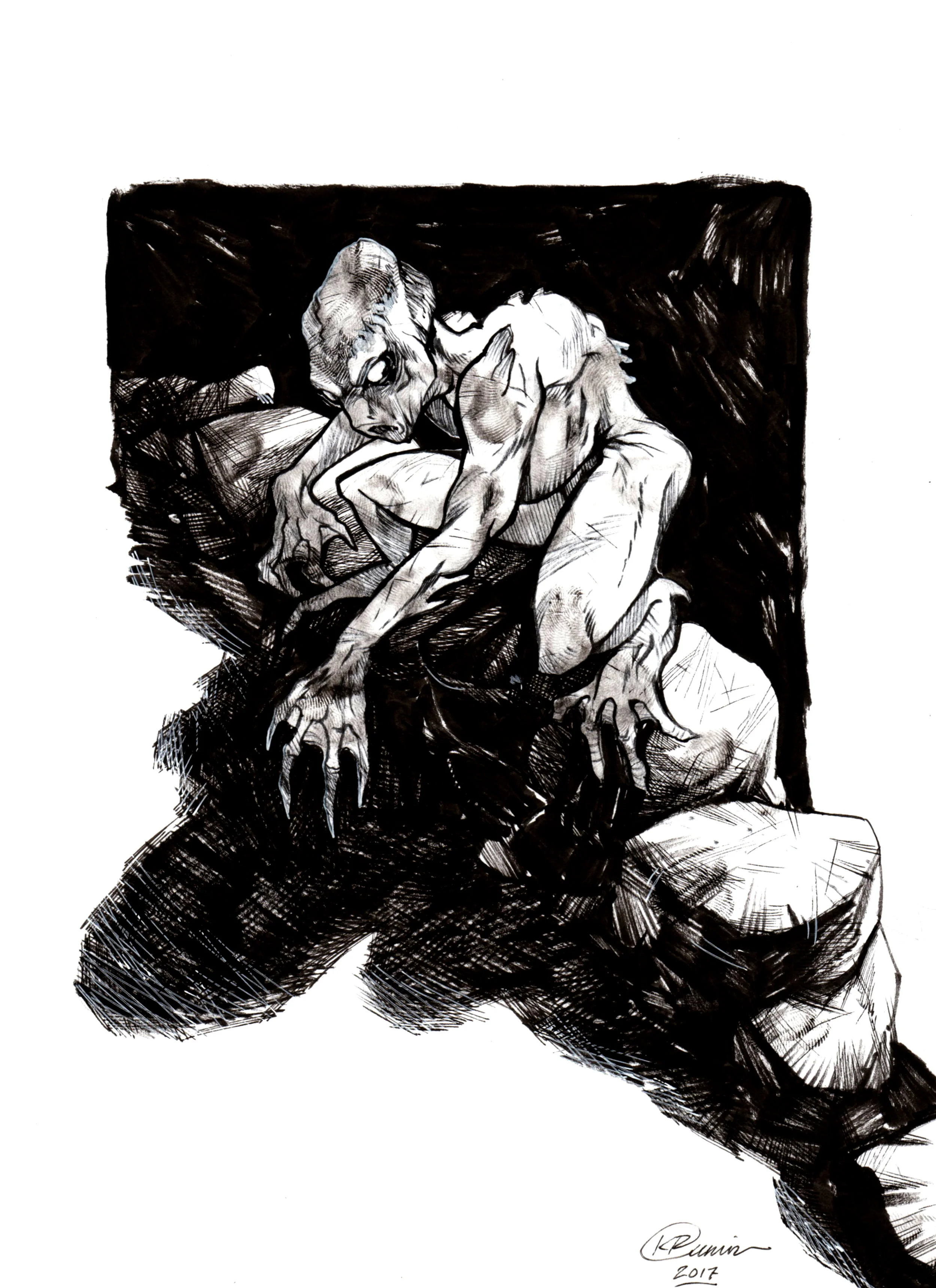 Inktober Day 1: Dover Demon - Original Artwork