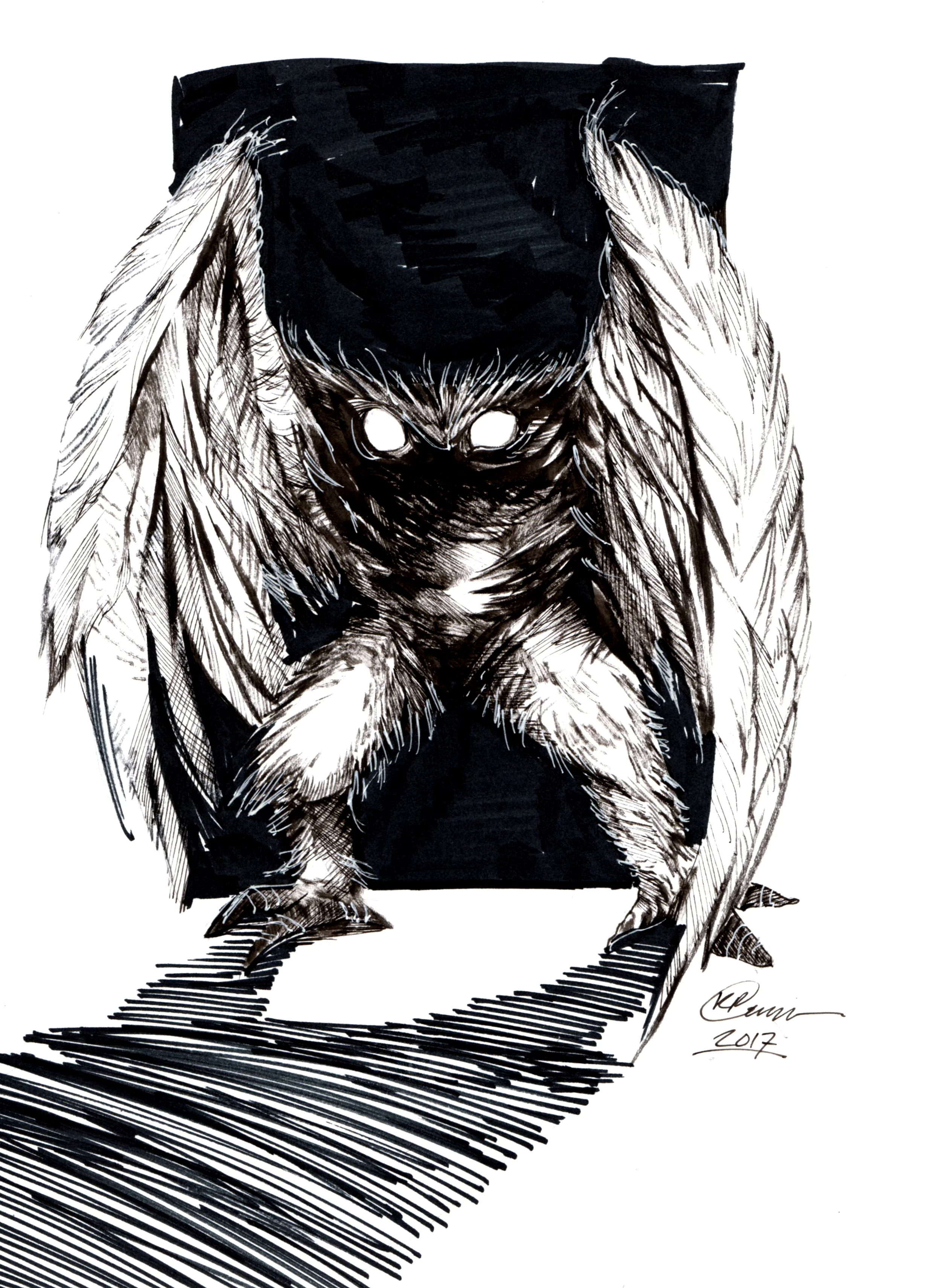 Inktober Day 6: Mothman - Original Artwork