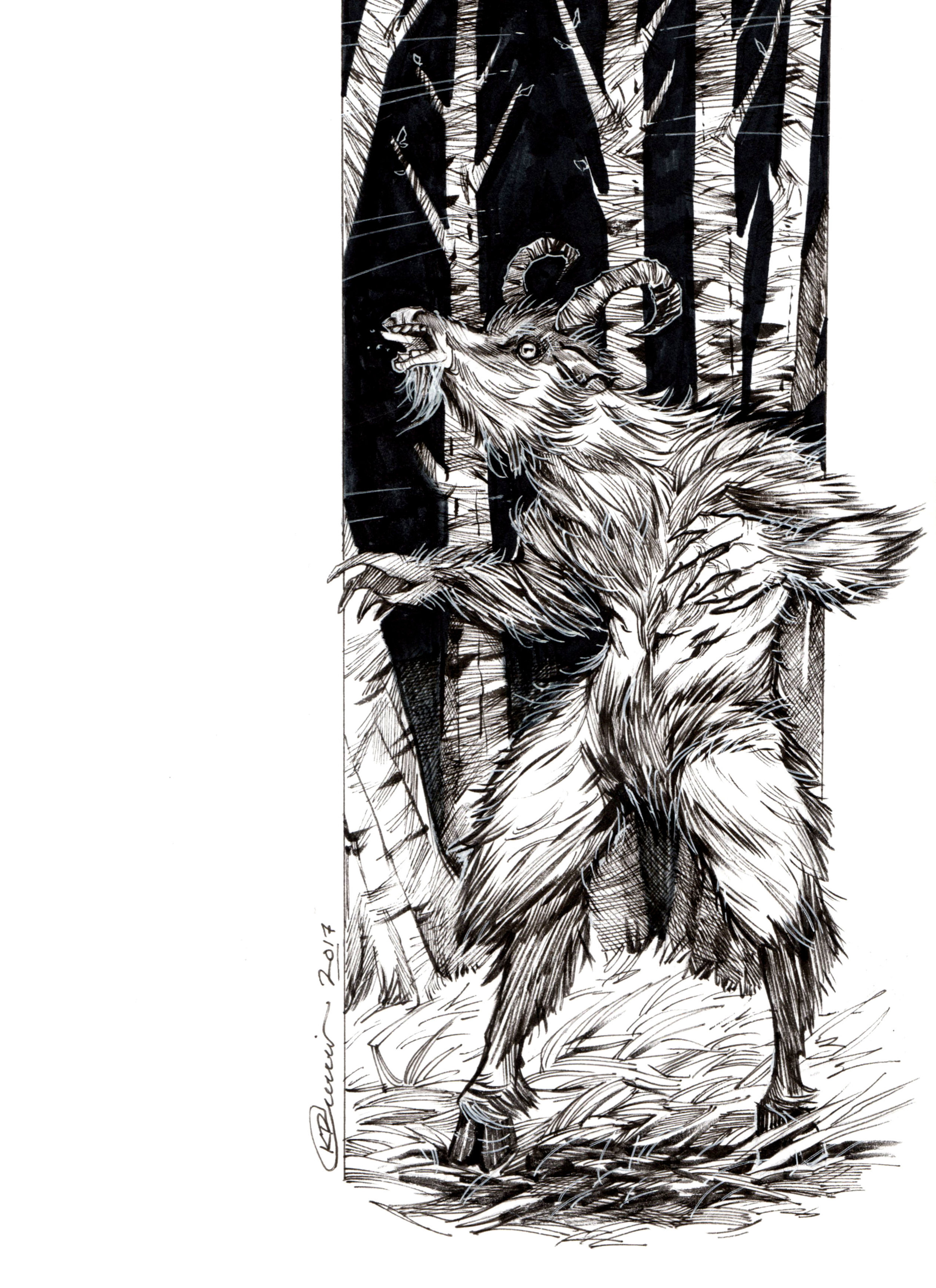 Inktober Day 29: Goatman - Original Artwork