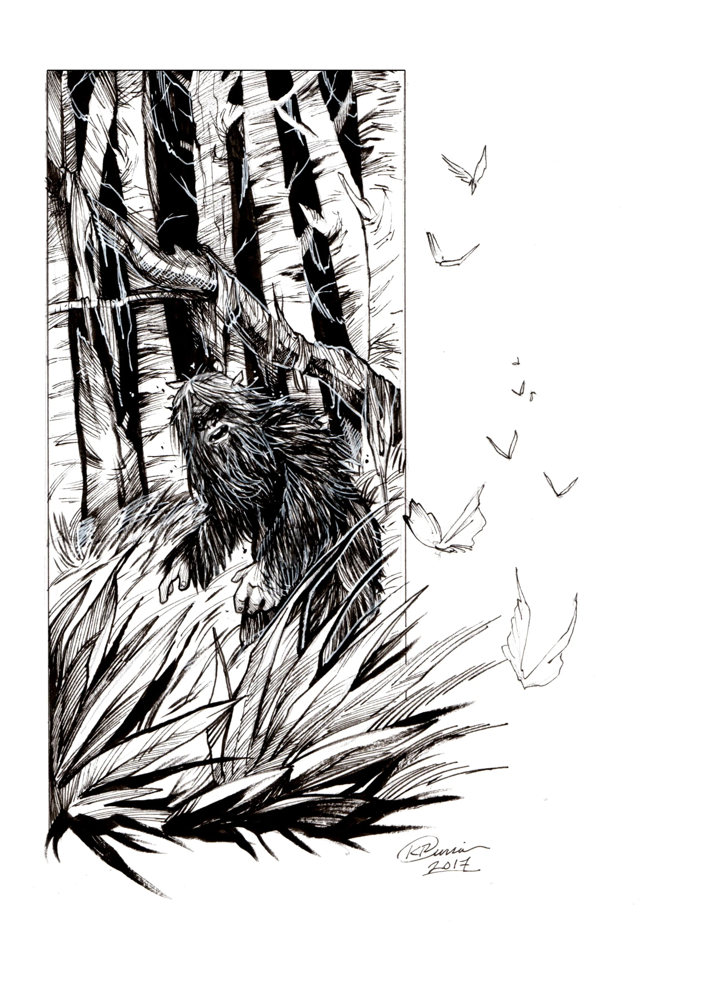 Inktober Day 26: Skunk Ape - Original Artwork