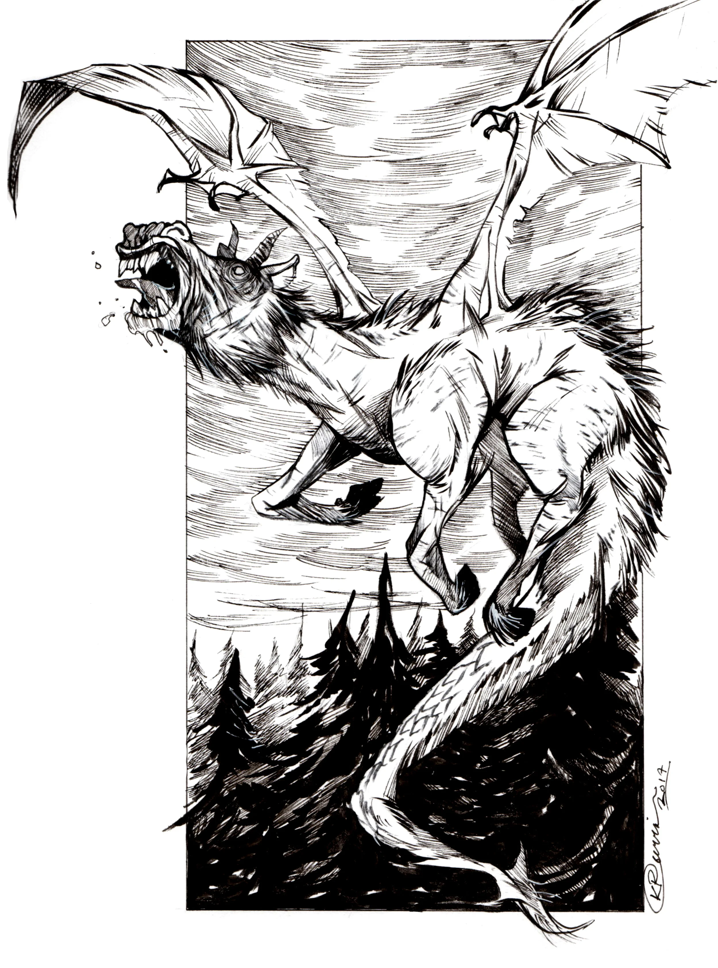 Inktober Day 18: Jersey Devil - Original Artwork