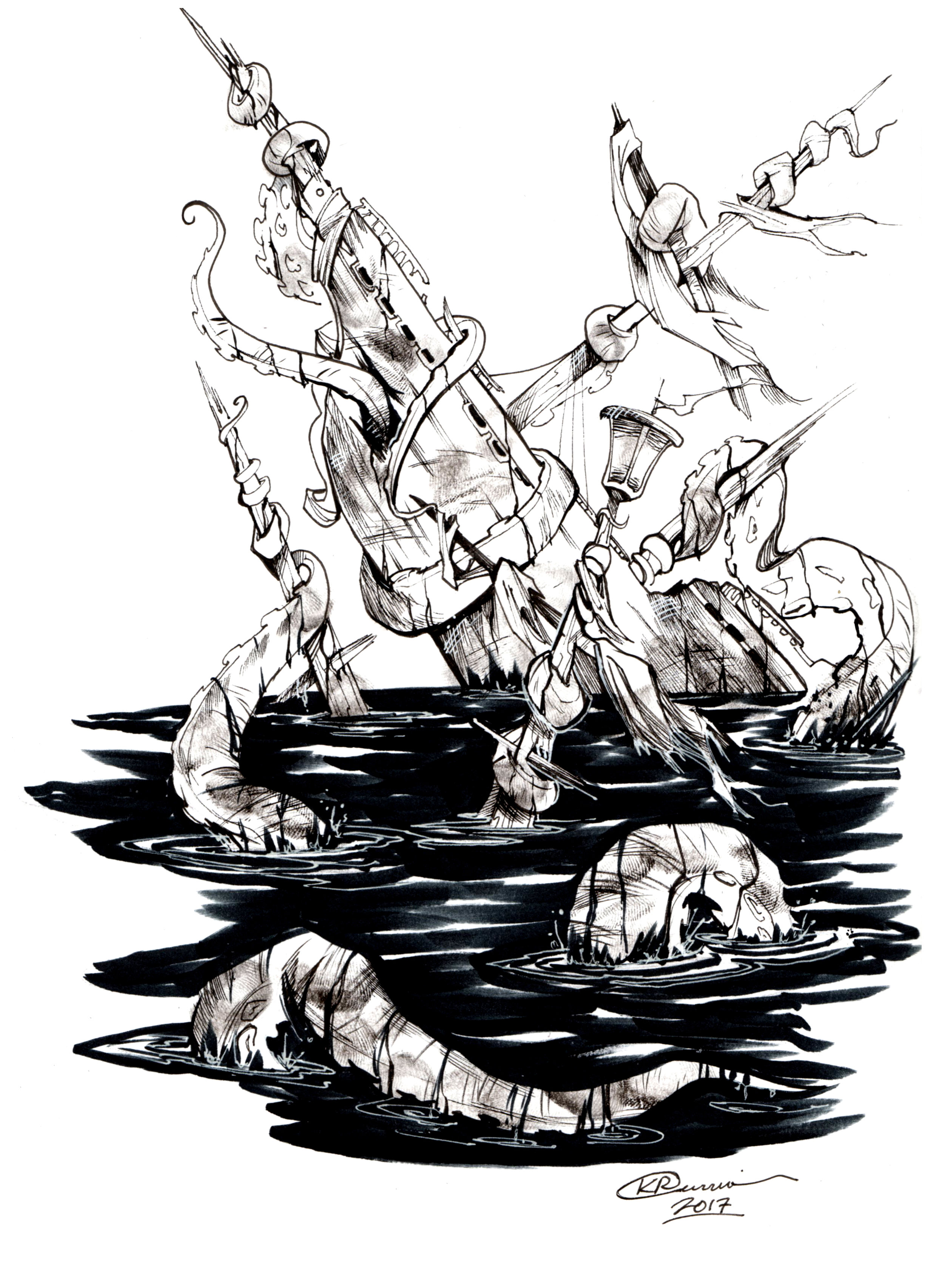 Inktober Day 15: Kraken - Original Artwork