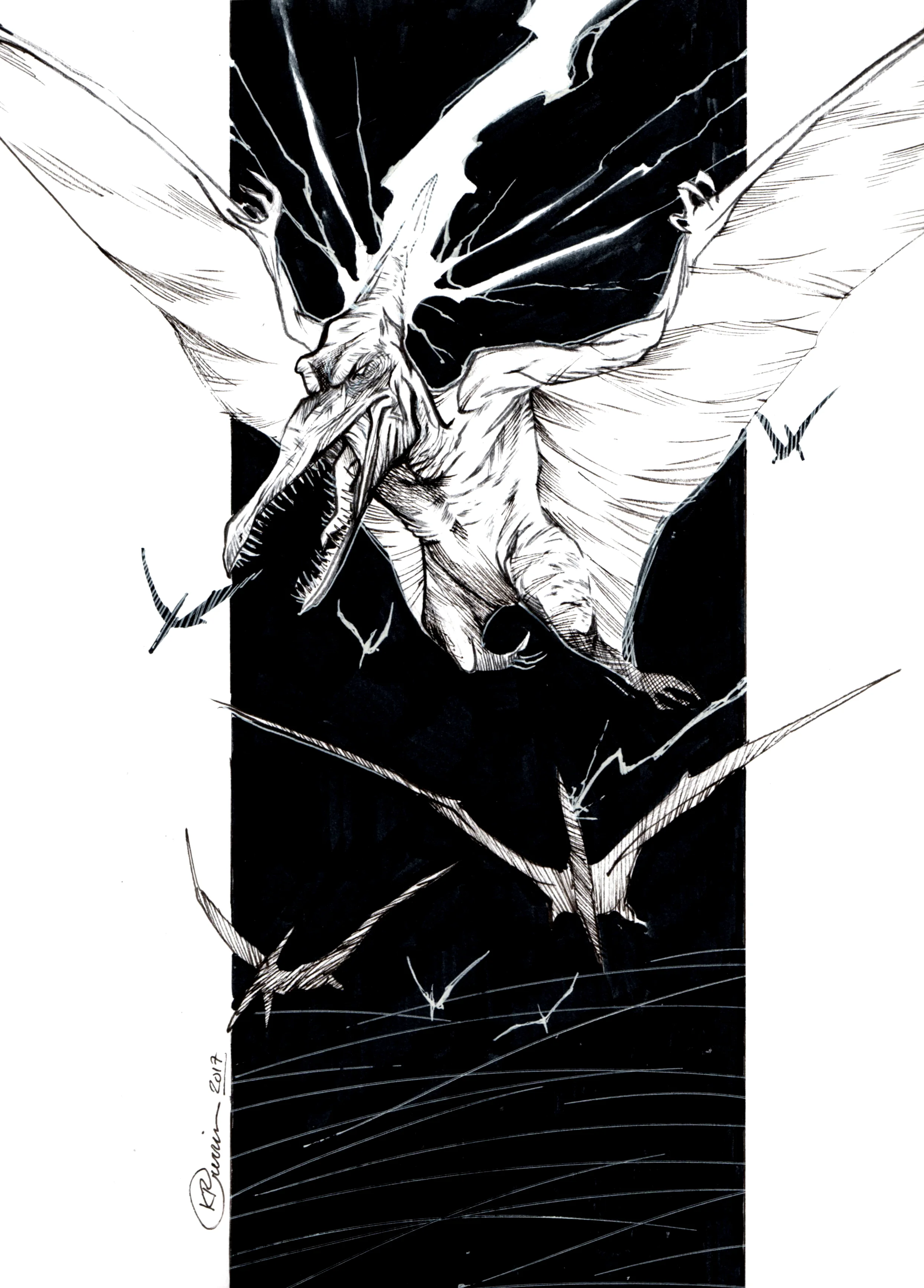 Inktober Day 14: Thunderbird - Original Artwork