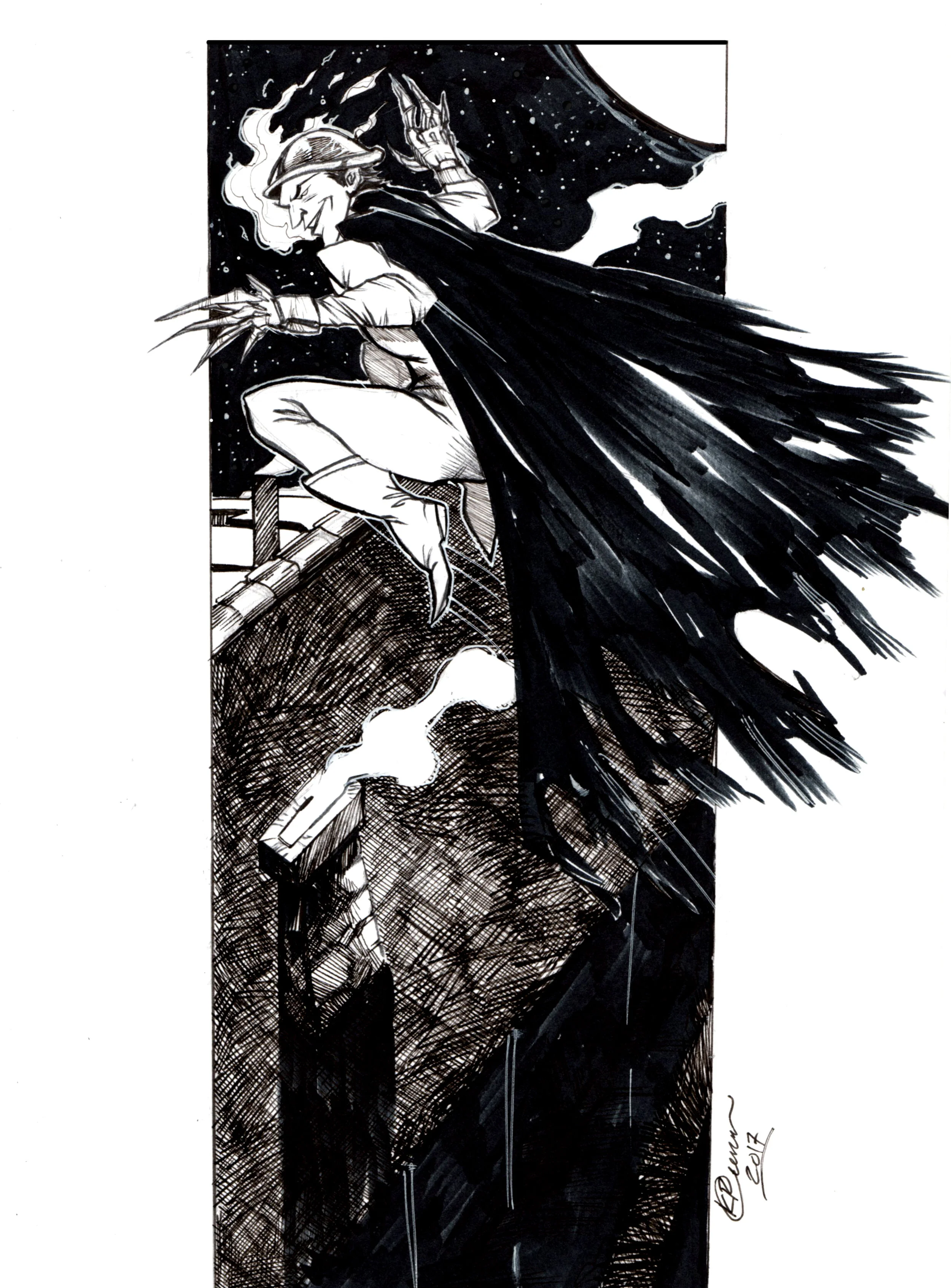 Inktober Day 10: Spring Heeled Jack - Original Artwork
