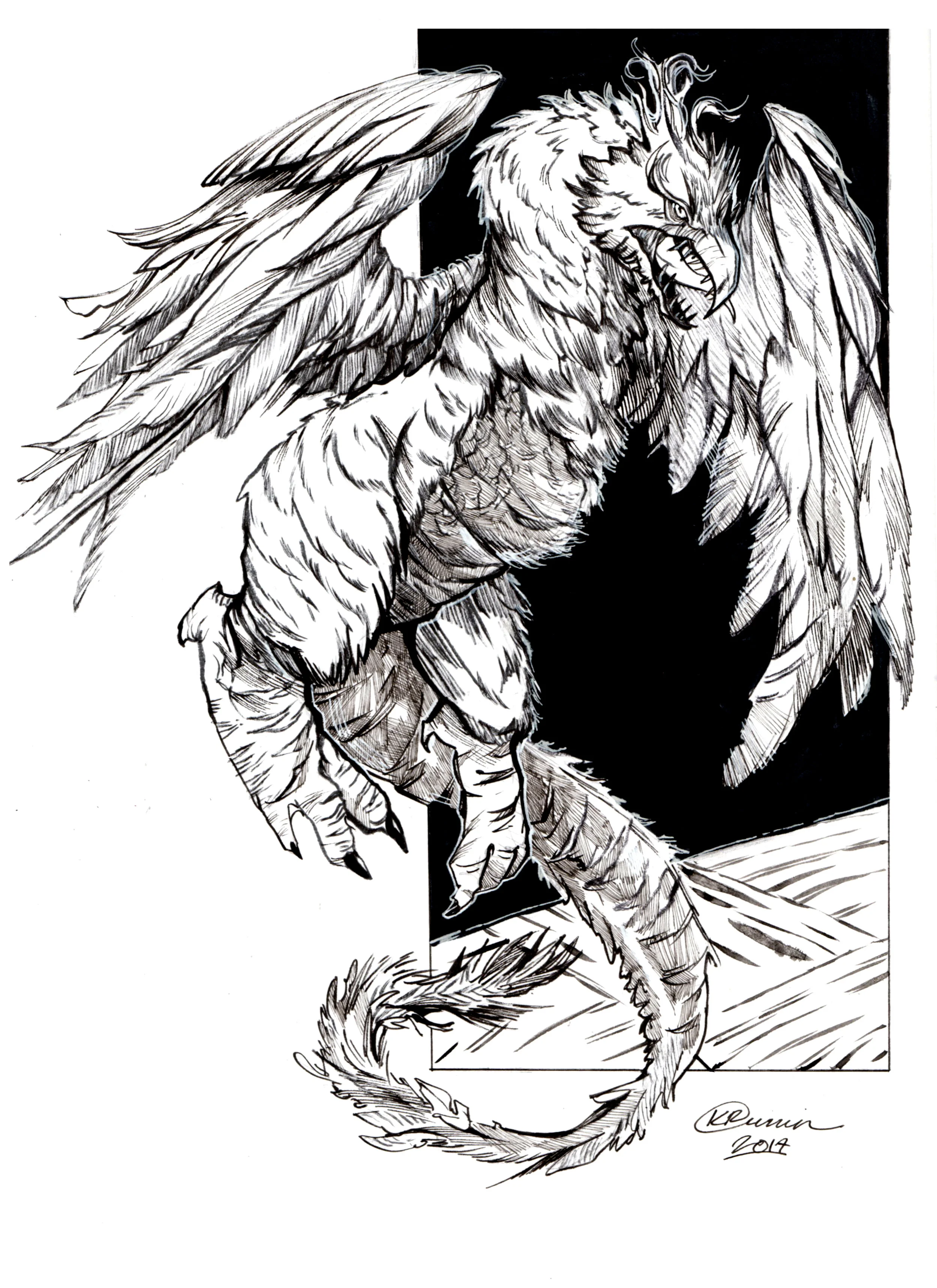 Inktober Day 9: Snallygaster - Original Artwork