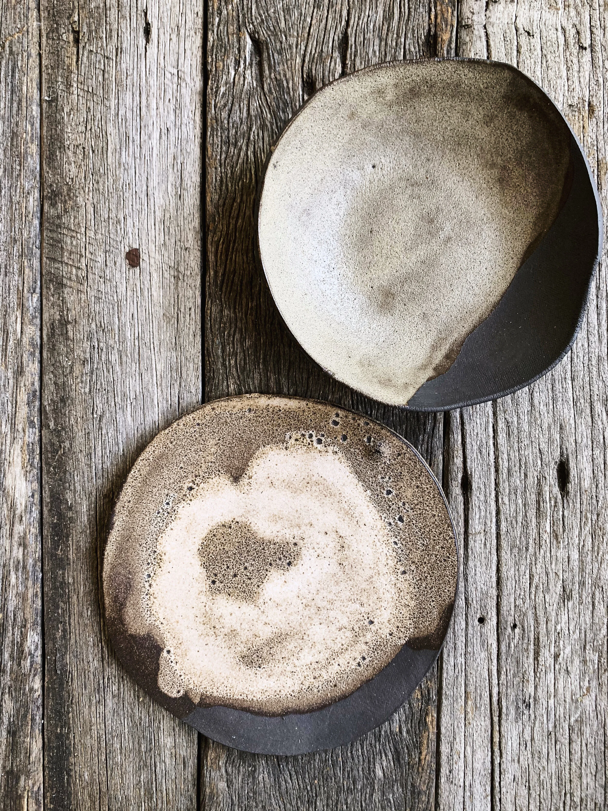 warm grey bowl and plate