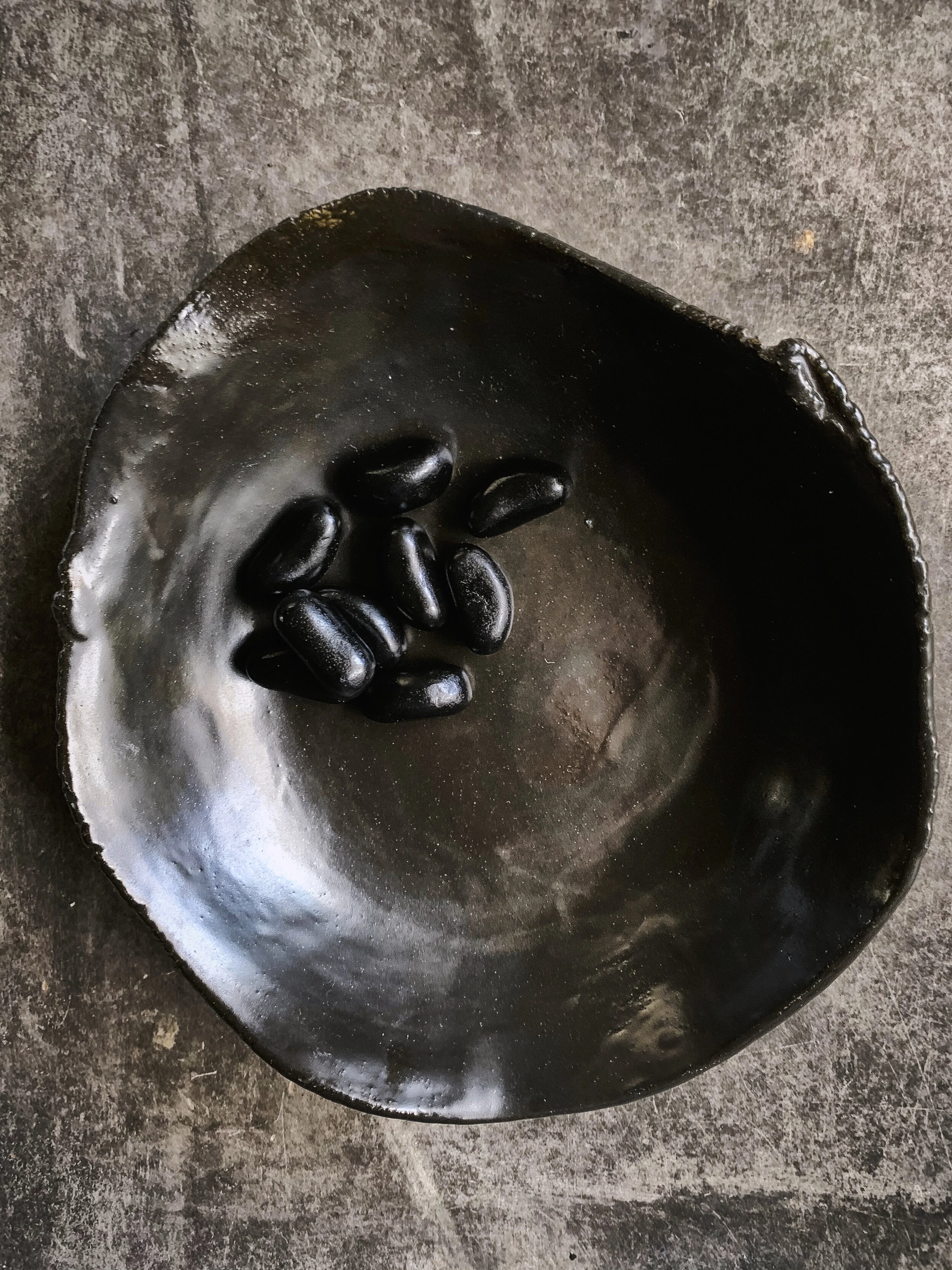 wonky black bowl