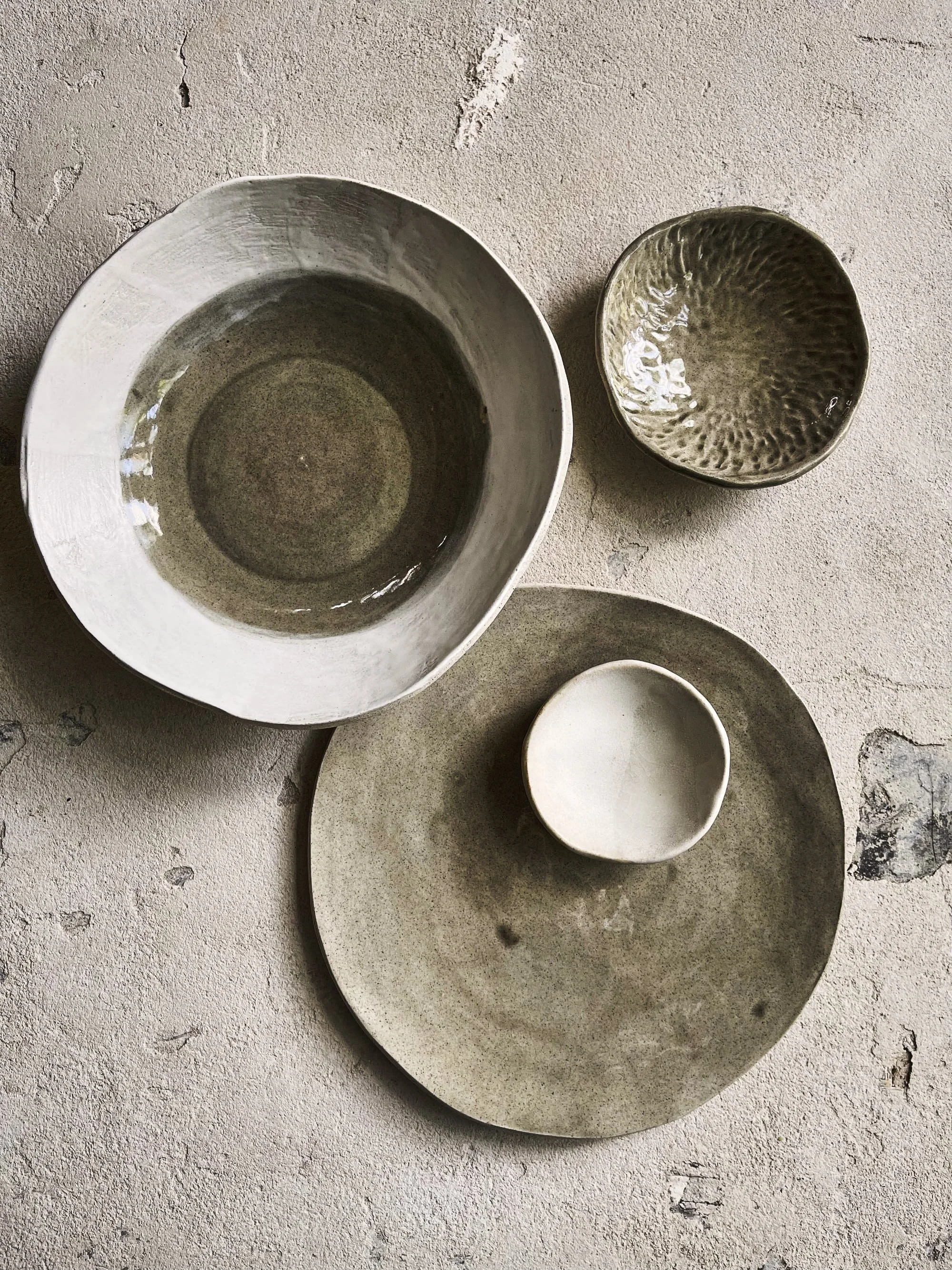 4 piece grey and white set