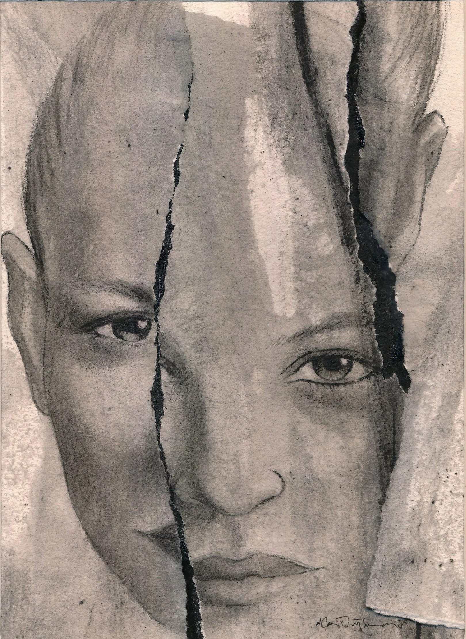  A Crack in Everything II, 7x9.5'', Mixed Medium on Paper, 2023 