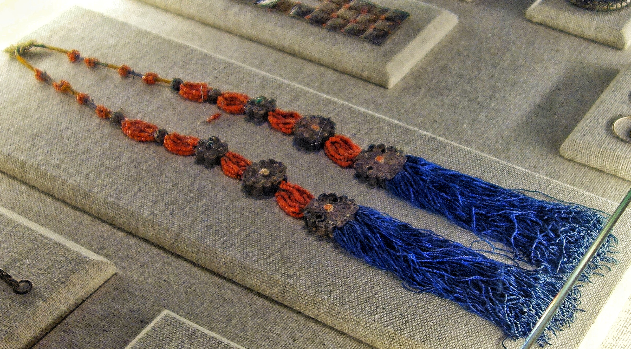 Ughyur Braided Ornament Adorned with Beads and Silver Khotan