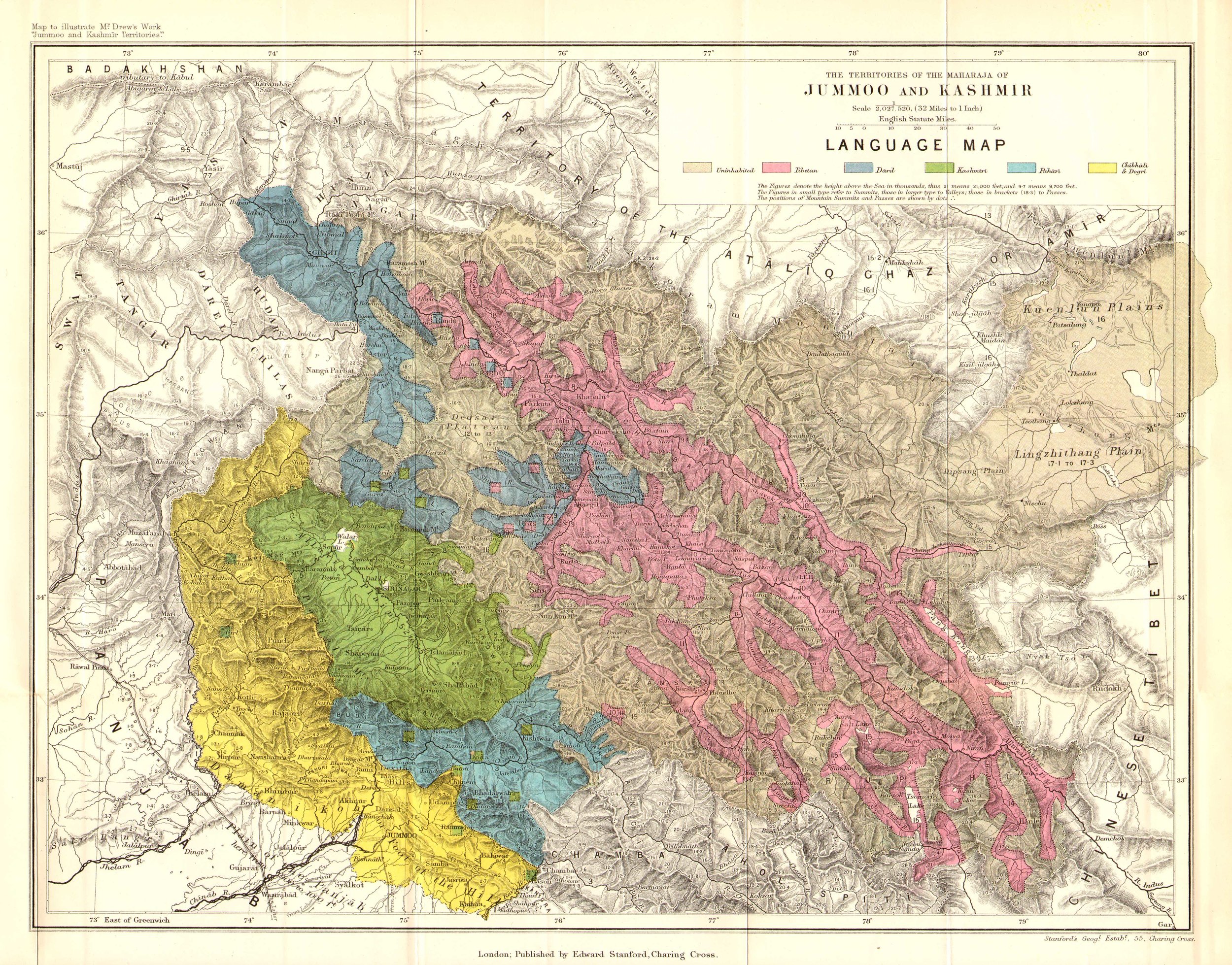 1875 Jummoo and Kashmir Language Map by Drew.jpg