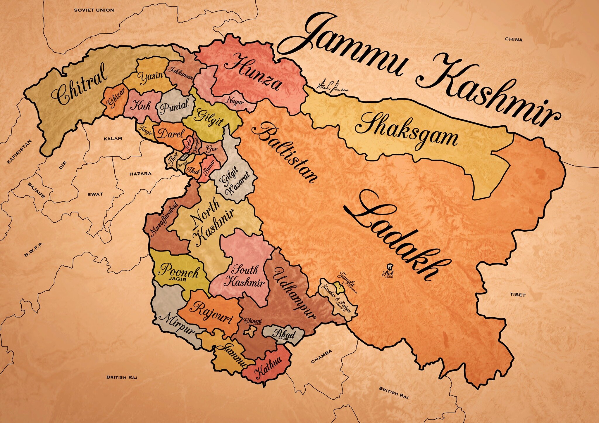 The State Of Jammu And Kashmir As It Was At Its Largest Extent Under The Rule Of The Dogras
