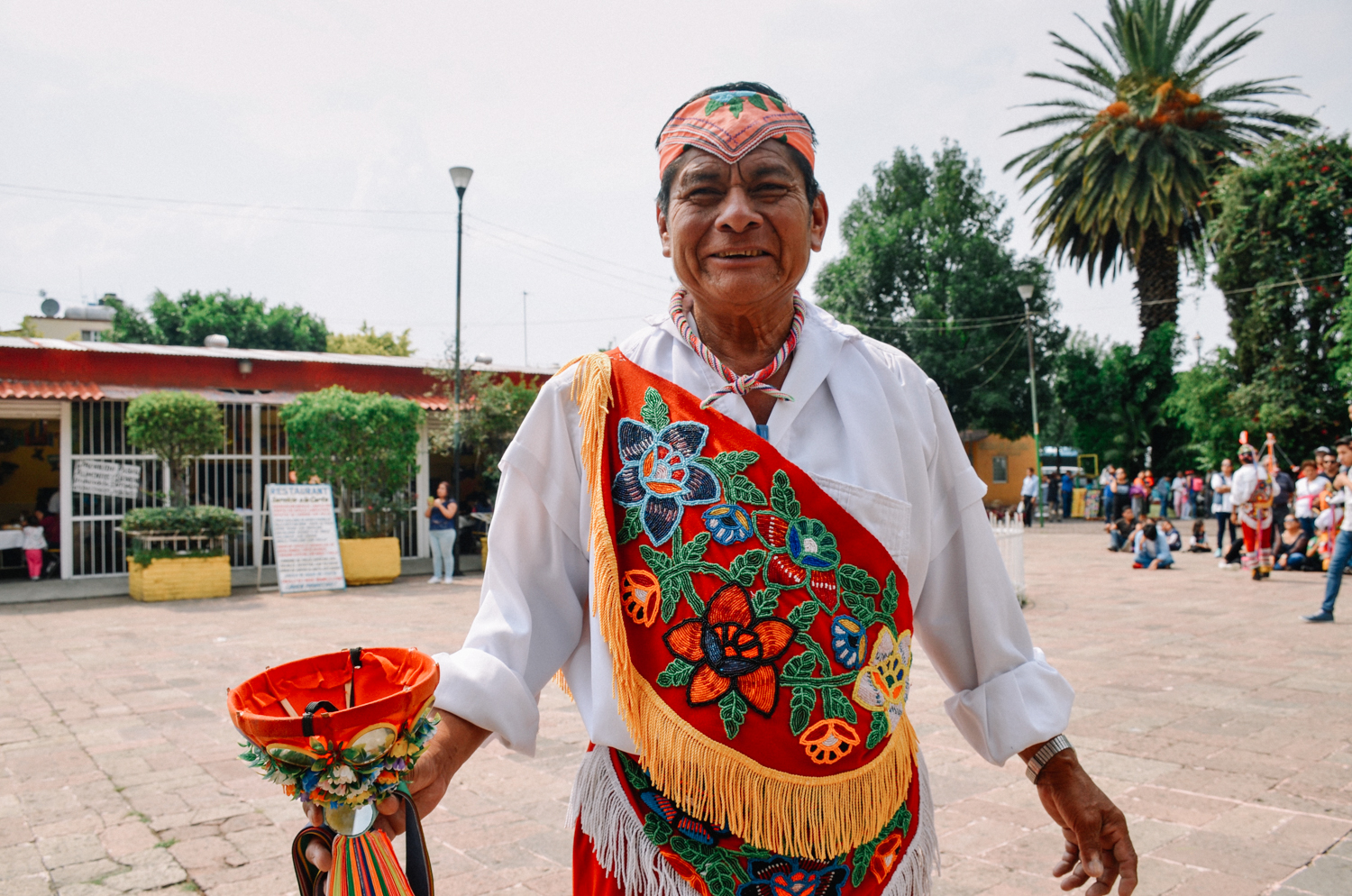The Voladores de Papantla are a cultural tradition of the Totonac people of Veracruz state. The voladores, "fliers," sometimes called hombres pajaro, "birdmen," launch themselves from the top of a pole of up to 150 feet in height, and slowly descend circling the pole. Here they perform in the Parc of Xochimilco, registered as World's Heritage at the UNESCO - Mexico City - May 14th, 2017