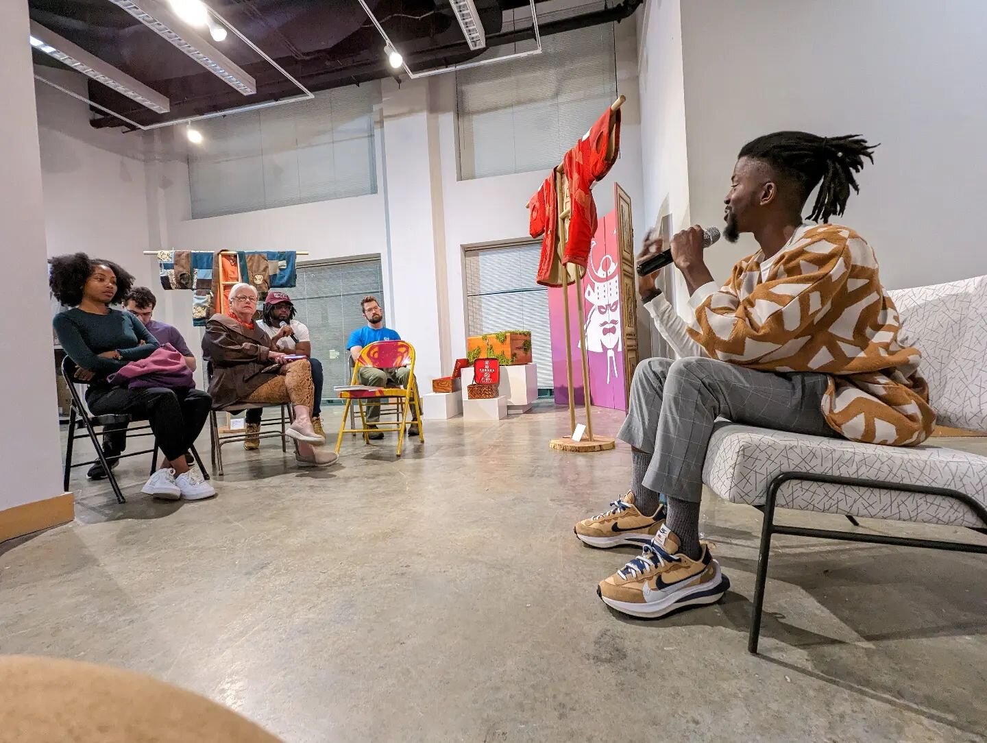 Last night's artist talk was phenomenal. Had a blast chatting with @madeby_don on his work making fashion wear from upcycled clothing and contributing to sustainability efforts in the fashion industry. I'm still processing as I think there is always 