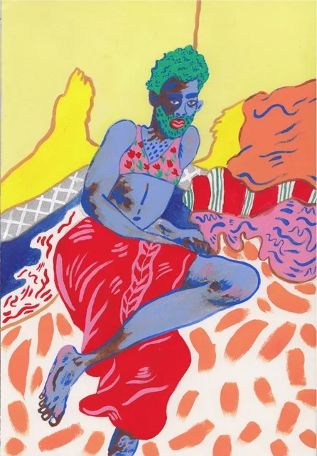 Raschid #1, 2017, gouache, ink, pencil on paper, 18 x 26 cm