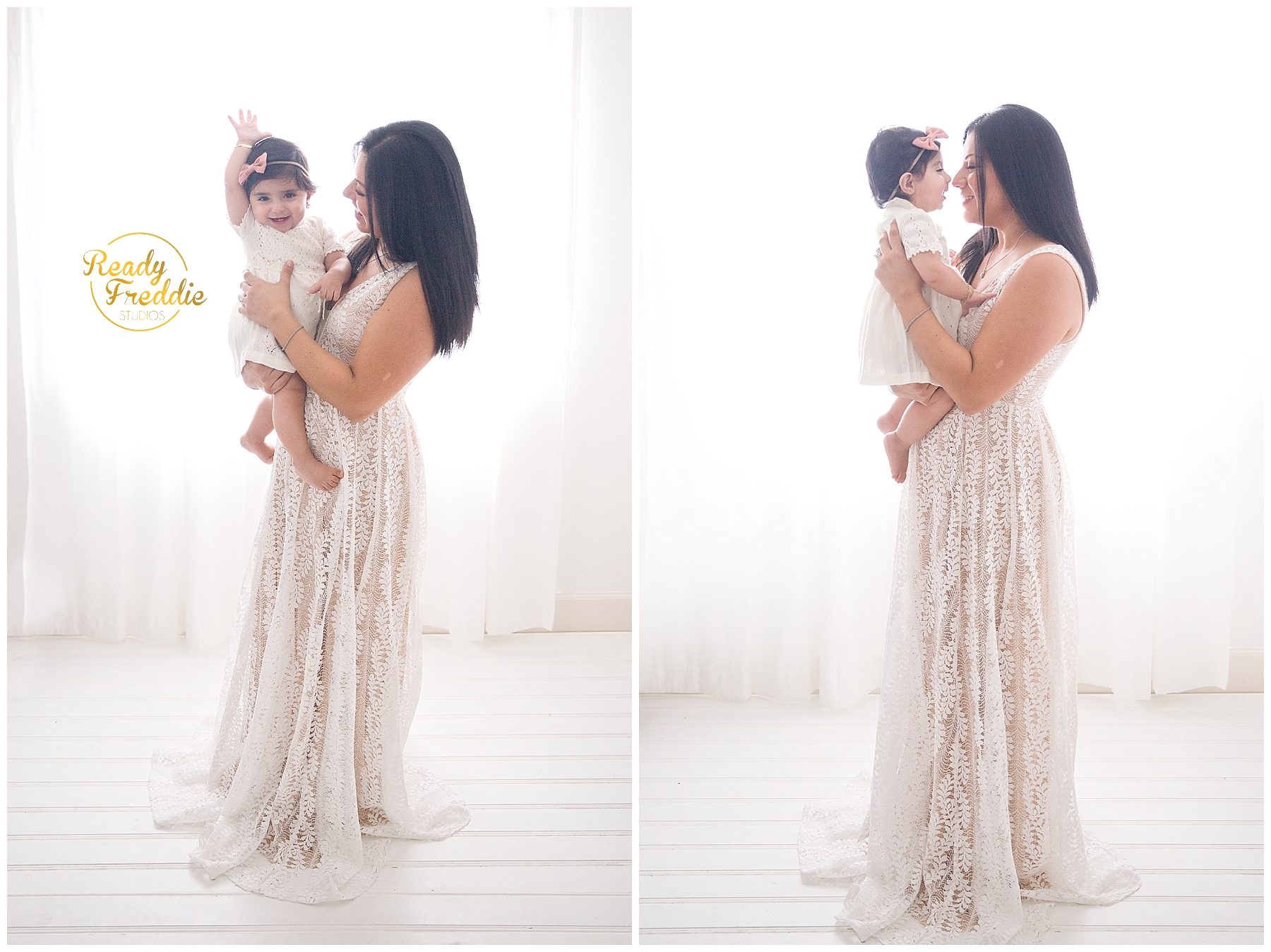 candid moment between mom and baby at Photo studio in Miami FL