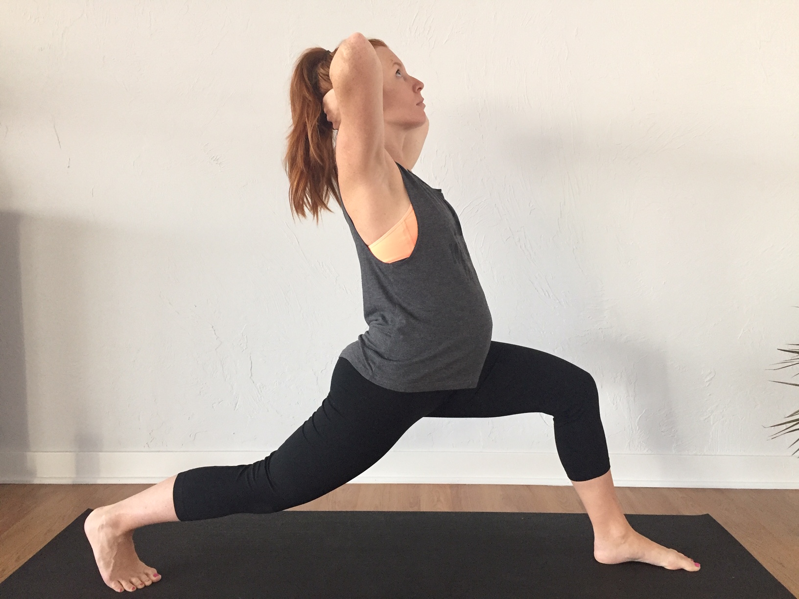 Practice a lunge in good alignment by drawing the rib cage back and keeping the head and ribs in line with the pelvis.