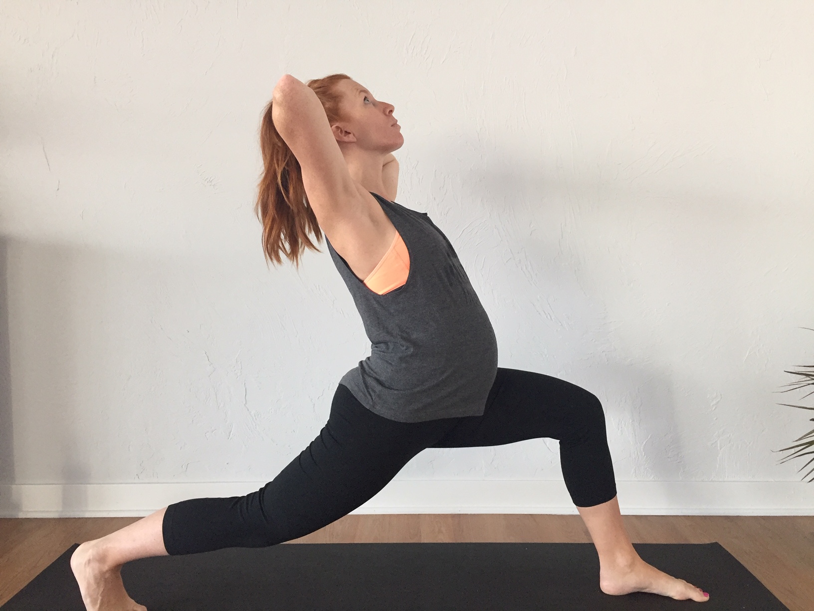 Back-bends can hide in almost every pose- notice how the belly is pushed forward, low back is compressed and the head is dropping back. Watch for poses where you tend to over-stretch and adjust your core so that it’s better alignment. Your core will thank you later:)