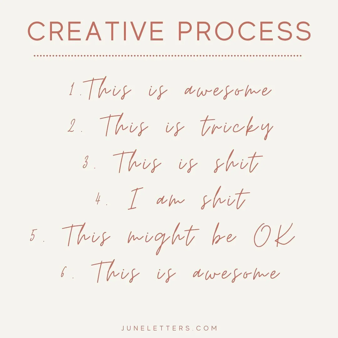 I&rsquo;ve had this printed out and hanging next to my desk through my years in fashion, digital marketing and web design - and it still rings true 😂 A good reminder to trust the process 🙏 Happy New Year!  #creativeprocess
