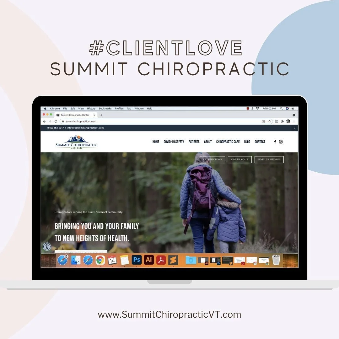 Launch day for Summit Chiropractic in Essex, VT! This was such a fun project to take on designing a new website for my sister and brother in law&rsquo;s fast growing chiropractic office. Their Google reviews are ⭐️ ⭐️ ⭐️ ⭐️ ⭐️! The new site better re