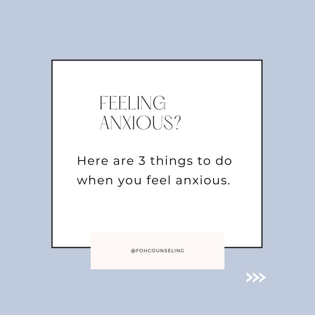 ▶️ Swipe over to see some tips on what to do when you feel anxious! ⁠
⁠
Also, happy labor day! Be safe out there. If you have this day off, we hope it rejuvenates you!⁠
⁠
#counseling #knoxvillecounseling #knoxvilletn #counselingandwellness #fountaino